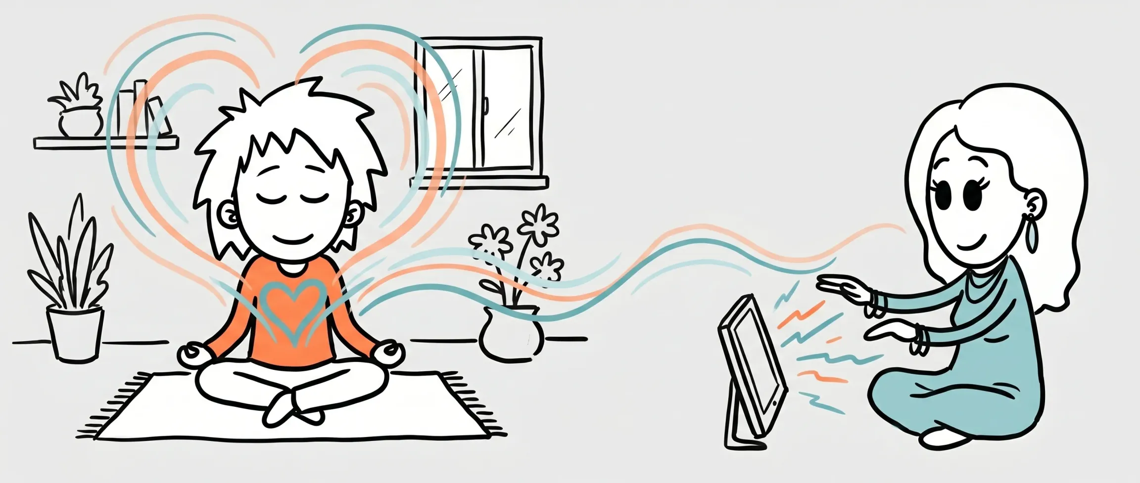 Person i meditativ stilling hjemme der modtager fjernhealing behandling på afstand